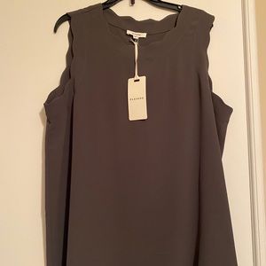 Pleione Dark Green Scalloped Shirt